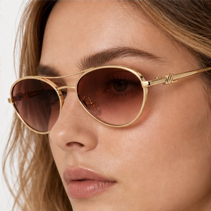 Lombardo Teardrop Oval Shades - Blush - browline sunglasses - Eric Muller - Image 3