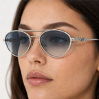 Lombardo Teardrop Oval Shades - Glacier - browline sunglasses - Eric Muller - Image 3