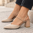 Loravine Women's Pointed-Toe Slingback Block Heels - Beige - wap - Eric Muller - Image 2
