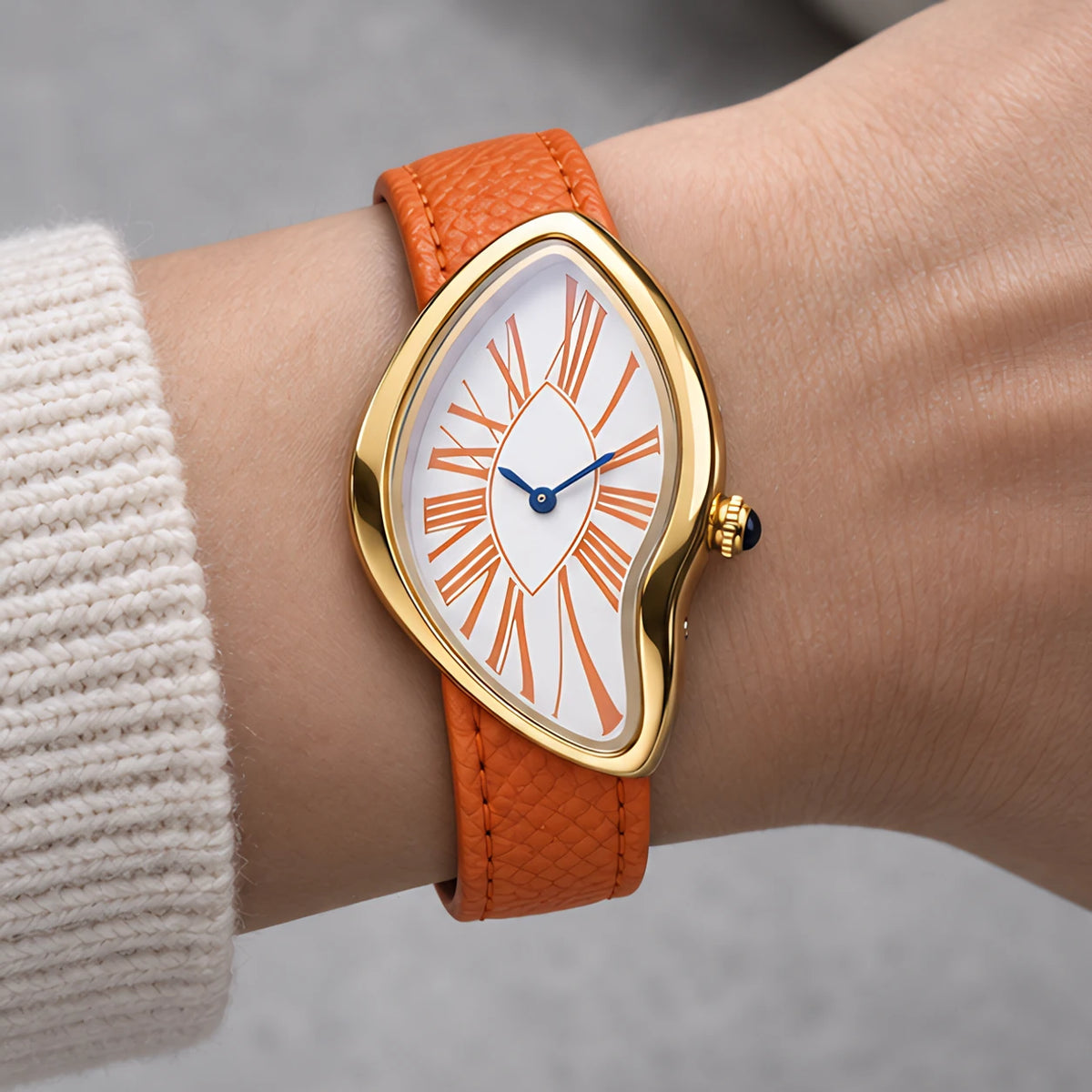 Lorcette Women's Surrealist Quartz Watch - Orange White - Accessories > Watches > Rhombus-Dial Watches - Eric Muller - Image 1