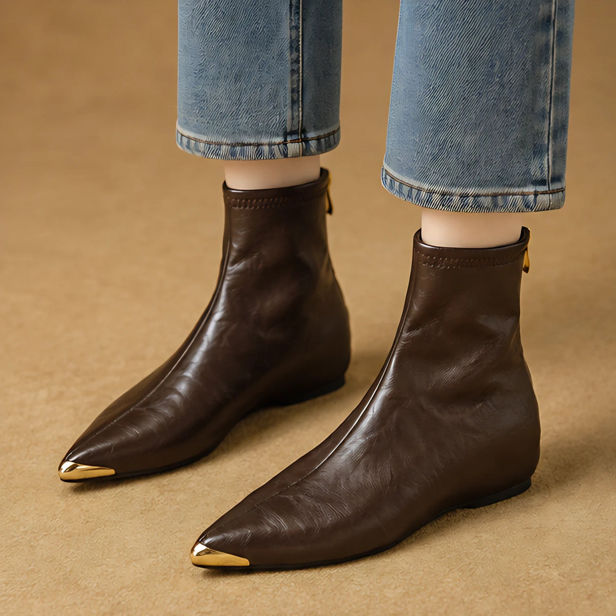 Lorna Leather Pointed-Toe Ankle Boots - Brown - Women's Footwear > Boots > Ankle Boots - Eric Muller - Image 1