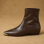 Lorna Leather Pointed-Toe Ankle Boots - Brown - female - Eric Muller - Image 3