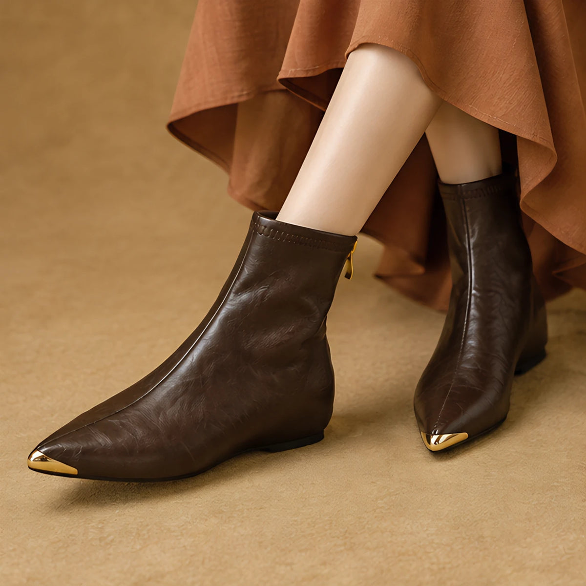 Lorna Leather Pointed-Toe Ankle Boots - Brown - Women's Footwear > Boots > Ankle Boots - Eric Muller - Image 4
