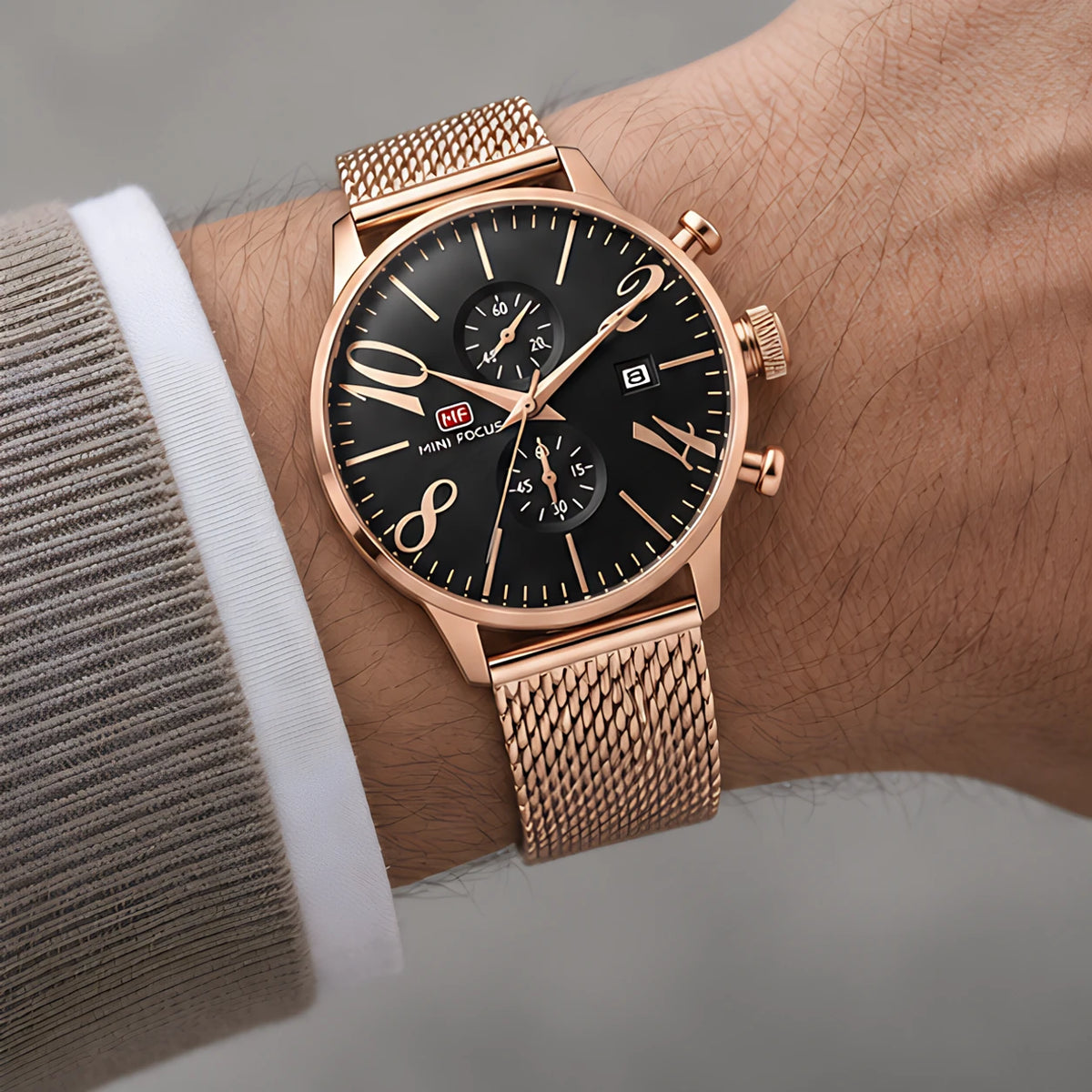Loxford Men's Chronograph Watch 45mm - Rose Gold - male - Eric Muller - Image 3