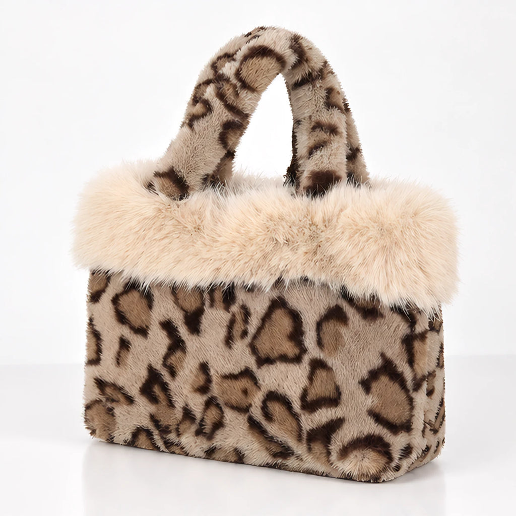Luciana Women's Fluffy Leopard-Print Tote - Khaki - Women's Accessories > Bags > Tote Bags - Eric Muller - Image 1
