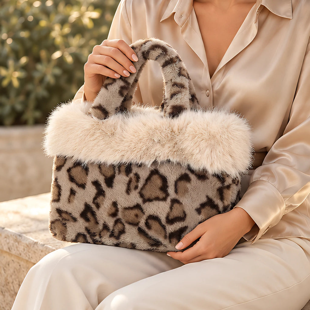 Luciana Women's Fluffy Leopard-Print Tote - Khaki - Bag - Eric Muller - Image 3