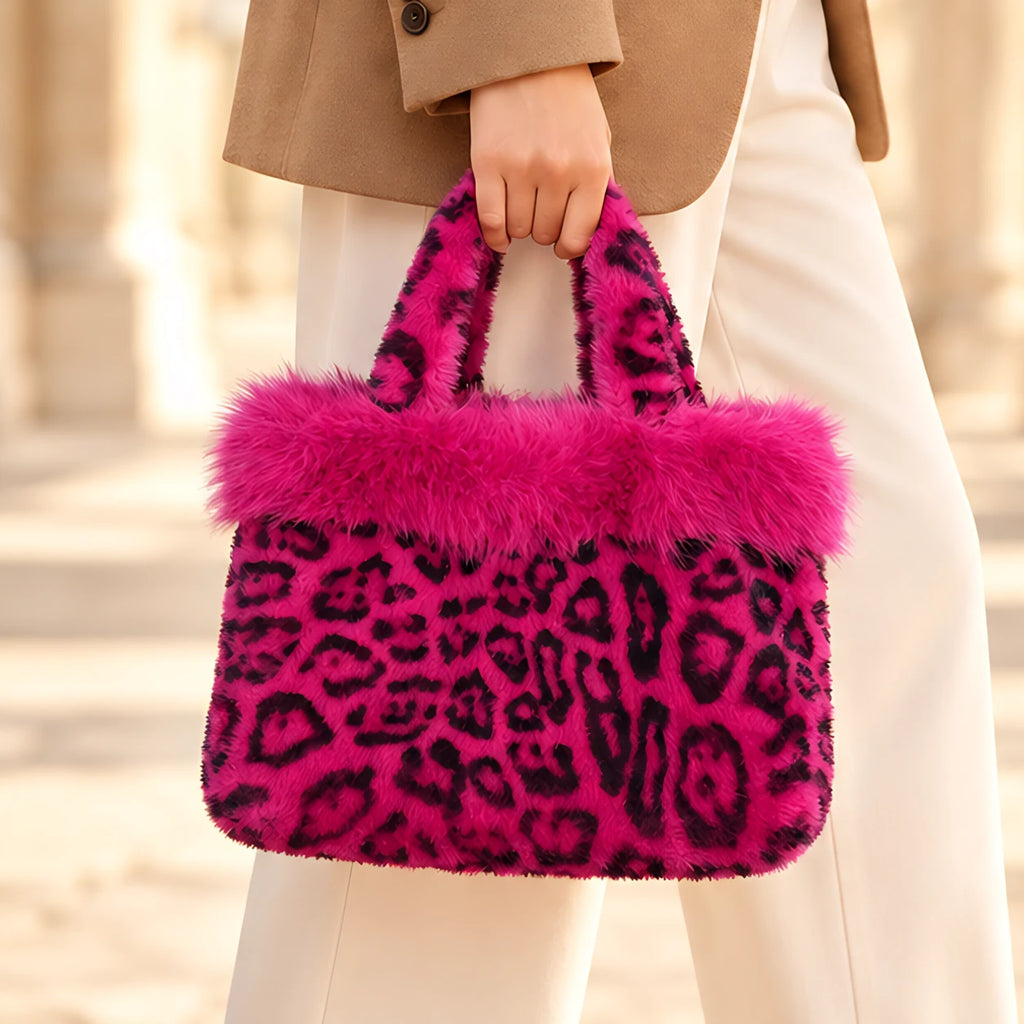 Luciana Women's Fluffy Leopard-Print Tote - Pink - Handbag - Eric Muller - Image 2