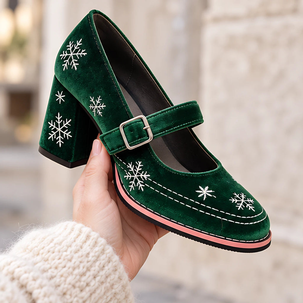 Lucienne Velvet Block-Heel Mary Janes - Holly Green - Sneakers - Eric Muller - Image 3