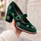 Lucienne Velvet Block-Heel Mary Janes - Holly Green - Sneakers - Eric Muller - Image 3