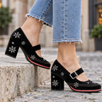 Lucienne Velvet Block-Heel Mary Janes - Yule Black - Footwear - Eric Muller - Image 2