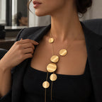 Lumielle Women's Sculptural Polished Disc Lariat Necklace - Gold - Jewelry > Necklaces > Disc Necklaces - Eric Muller - Image 1