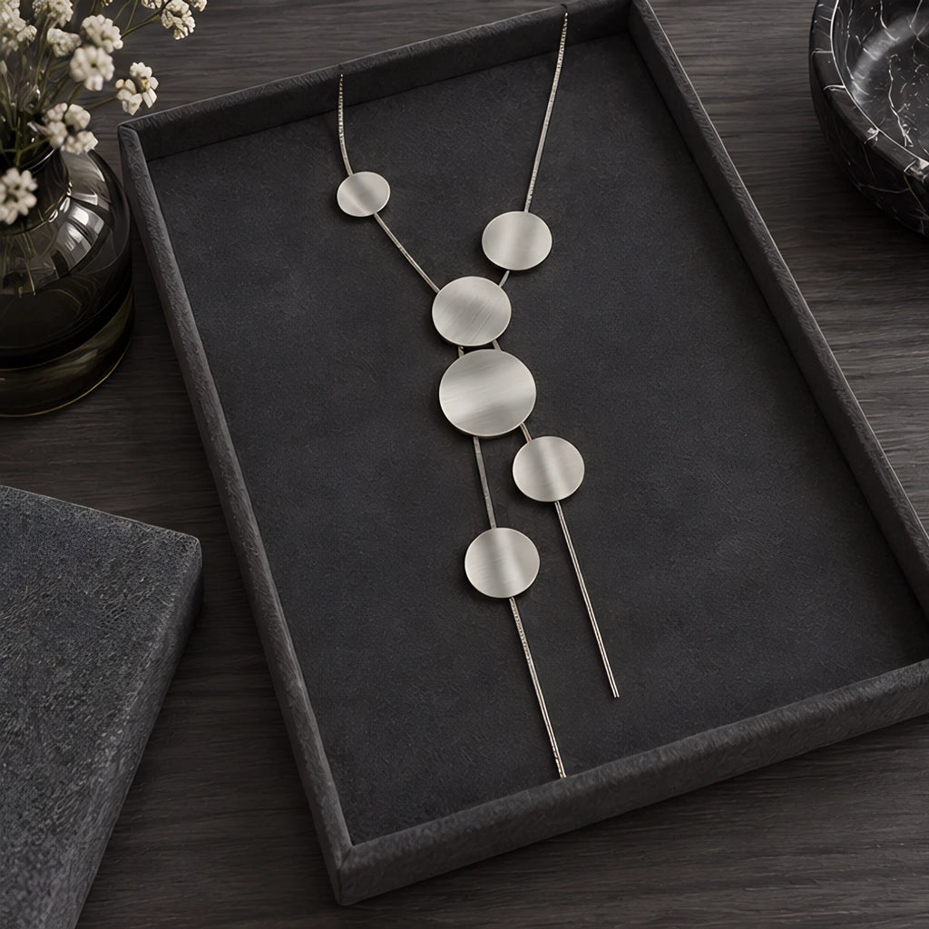 Lumielle Women's Sculptural Polished Disc Lariat Necklace - Silver - Jewelry > Necklaces > Disc Necklaces - Eric Muller - Image 2