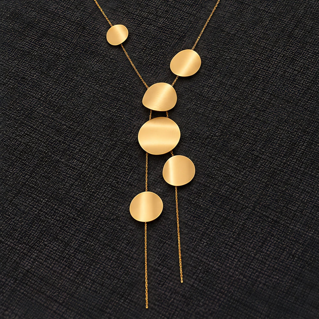 Lumielle Women's Sculptural Polished Disc Lariat Necklace - Gold - Jewelry > Necklaces > Disc Necklaces - Eric Muller - Image 2
