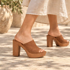 Lunara Women's Open-Toe Platform Mules - Brown - platform heels - Eric Muller - Image 4