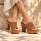 Lunara Women's Open-Toe Platform Mules - Brown - high heels - Eric Muller - Image 3