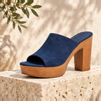 Lunara Women's Open-Toe Platform Mules - Blue - Women's Footwear > Sandals > Platform Sandals - Eric Muller - Image 1