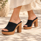 Lunara Women's Open-Toe Platform Mules - Black - platform heels - Eric Muller - Image 4