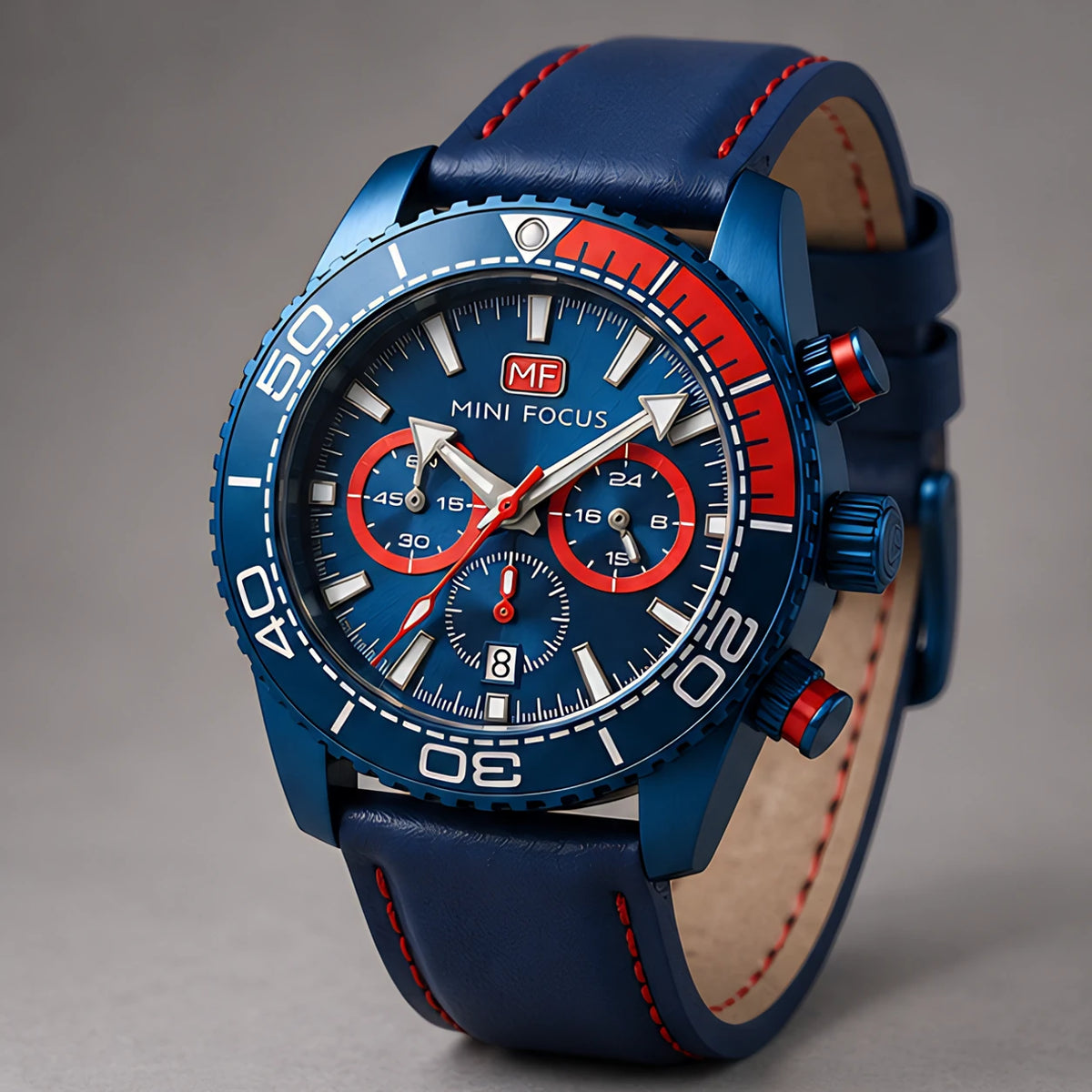 Madox Men's Sport Chronomaster Watch 46mm - Royal Blue Crimson - Accessories > Watches > Chronograph Watches - Eric Muller - Image 1