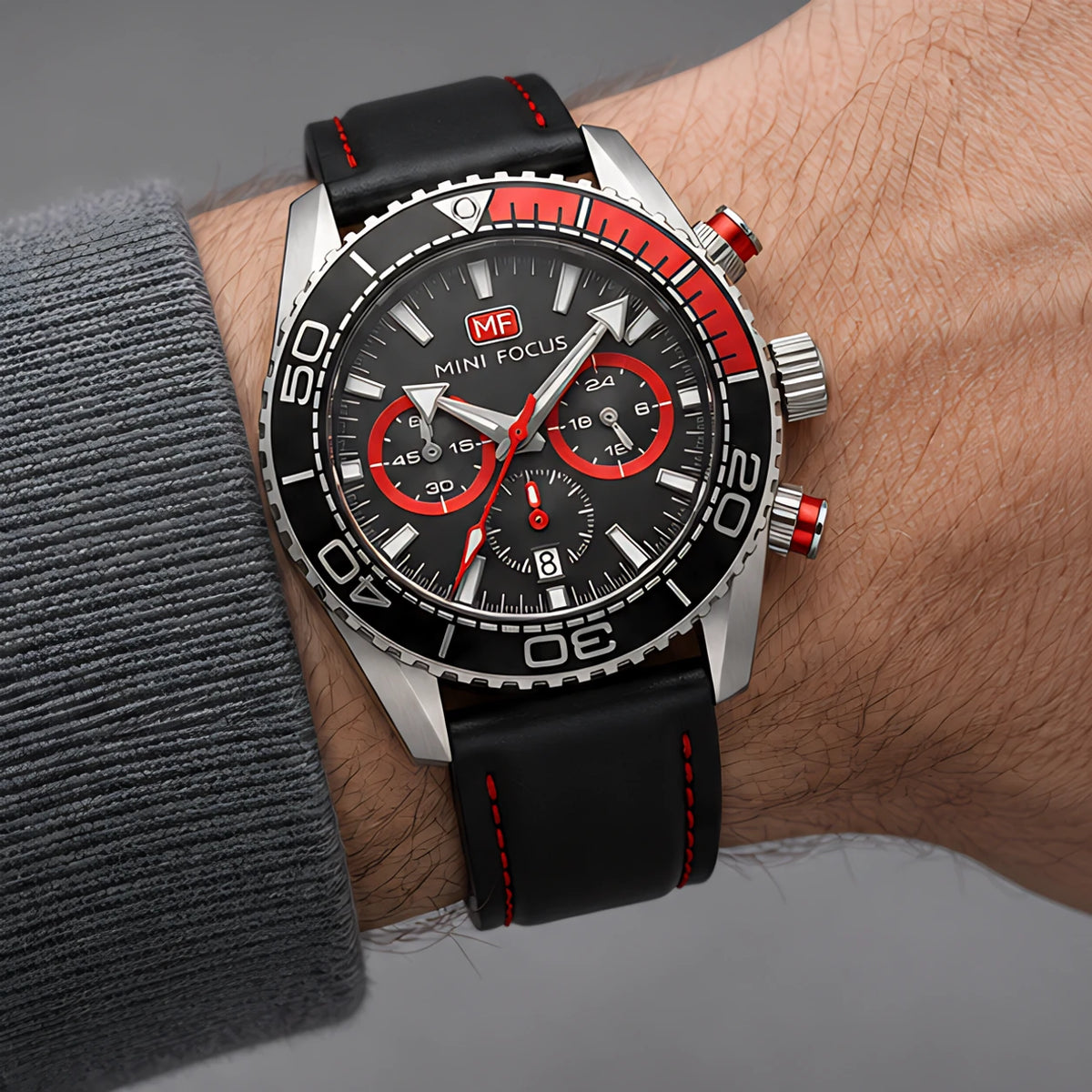 Madox Men's Sport Chronomaster Watch 46mm - Charcoal Crimson - male - Eric Muller - Image 3
