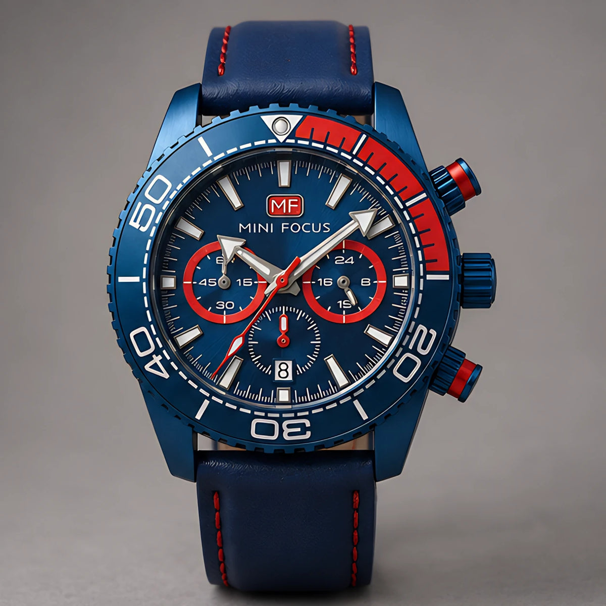 Madox Men's Sport Chronomaster Watch 46mm - Royal Blue Crimson - Accessories > Watches > Chronograph Watches - Eric Muller - Image 2