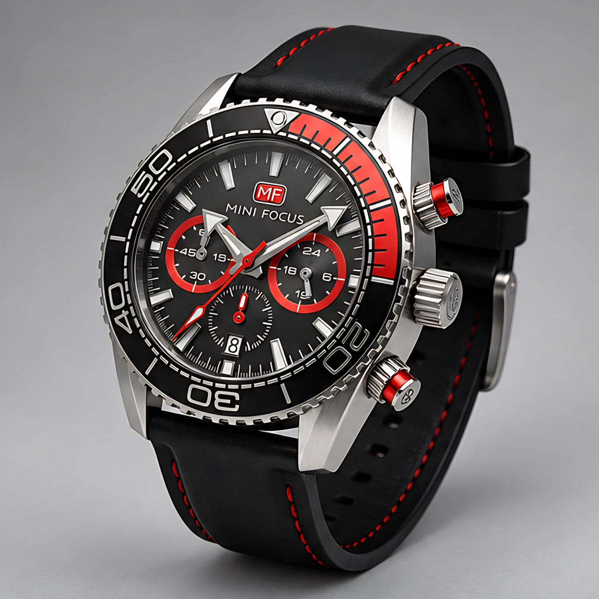 Madox Men's Sport Chronomaster Watch 46mm - Charcoal Crimson - Accessories > Watches > Chronograph Watches - Eric Muller - Image 1