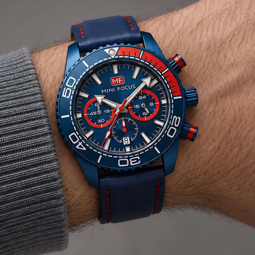 Madox Men's Sport Chronomaster Watch 46mm - Royal Blue Crimson - male - Eric Muller - Image 3