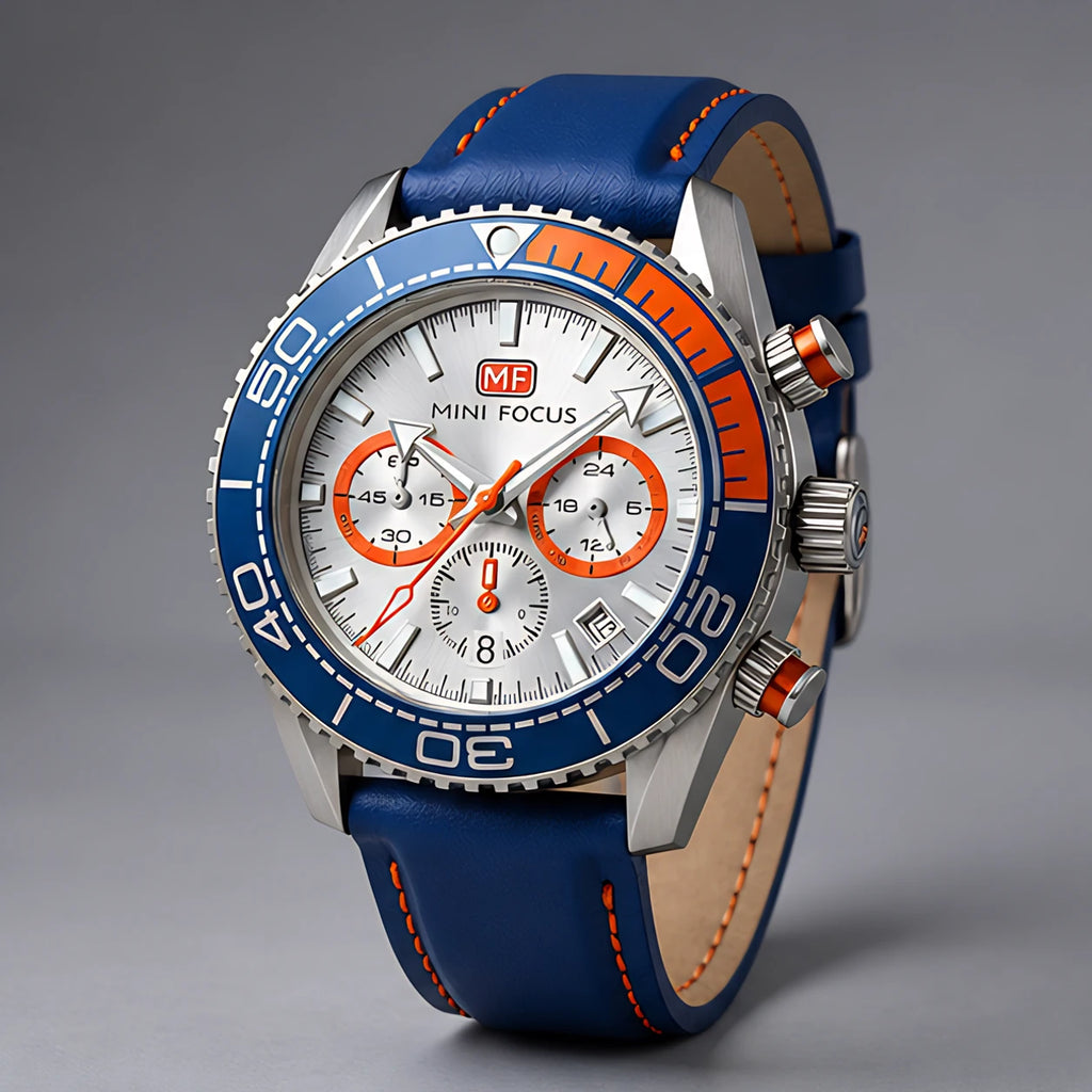 Madox Men's Sport Chronomaster Watch 46mm - Royal Blue Orange - Accessories > Watches > Chronograph Watches - Eric Muller - Image 1