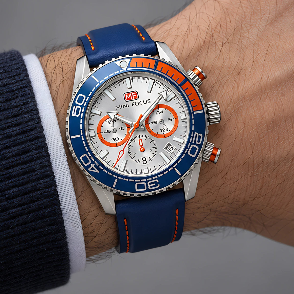 Madox Men's Sport Chronomaster Watch 46mm - Royal Blue Orange - male - Eric Muller - Image 3