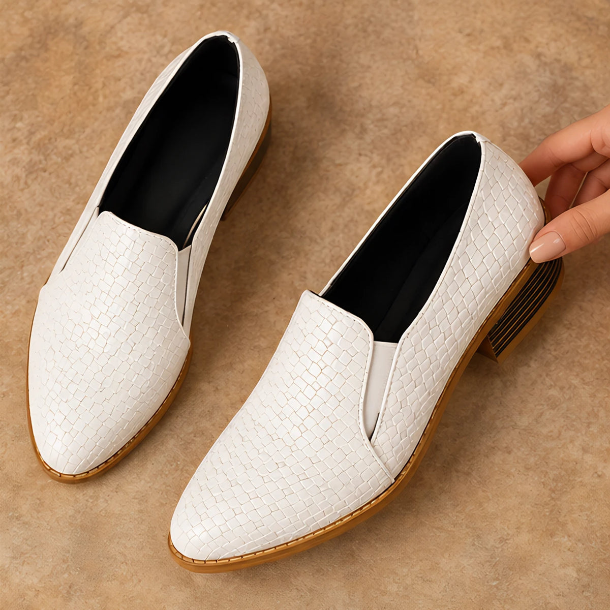 Maelle Women's Woven Slip-On Loafers - White - womens_footwear - Eric Muller - Image 2