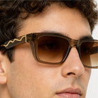 Marcell Rectangular Shades - Cognac - rectangular sunglasses - Eric Muller - Image 3