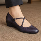 Marena Women's Leather Almond-Toe Flats - Purple - Women's Footwear > Flats > Cross-Strap Flats - Eric Muller - Image 1