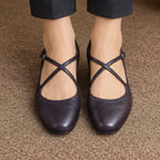 Marena Women's Leather Almond-Toe Flats - Purple - Shoes - Eric Muller - Image 3