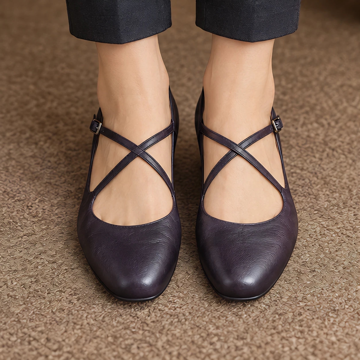 Marena Women's Leather Almond-Toe Flats - Purple - Shoes - Eric Muller - Image 3