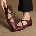 Marena Women's Leather Almond-Toe Flats - Maroon - Women's Shoes - Eric Muller - Image 2