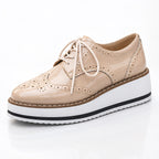 Marianna Women's Chunky Leather Brogue Platform Shoes - Beige - Footwear > Flats > Brogue Platform Shoes - Eric Muller - Image 1