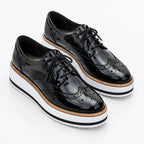 Marianna Women's Chunky Leather Brogue Platform Shoes - Black - wap - Eric Muller - Image 2