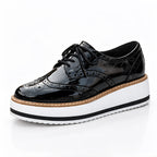 Marianna Women's Chunky Leather Brogue Platform Shoes - Black - Footwear > Flats > Brogue Platform Shoes - Eric Muller - Image 1