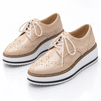 Marianna Women's Chunky Leather Brogue Platform Shoes - Beige - wap - Eric Muller - Image 2