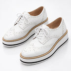 Marianna Women's Chunky Leather Brogue Platform Shoes - White - wap - Eric Muller - Image 2