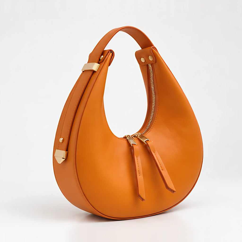 Marietta Women's Crescent Zip-Top Handbag - Orange - Women's Accessories > Bags > Handbags - Eric Muller - Image 1
