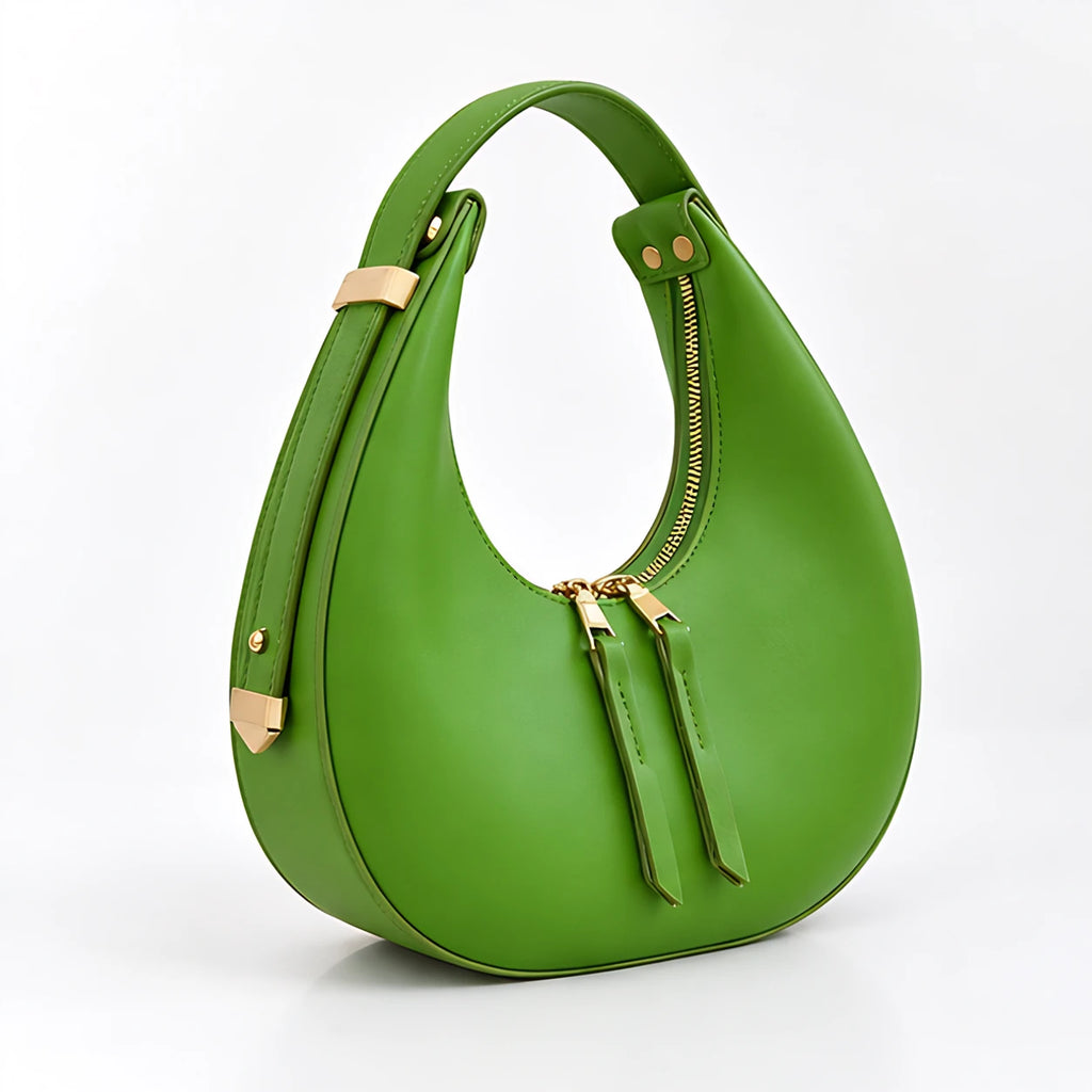Marietta Women's Crescent Zip-Top Handbag - Green - Women's Accessories > Bags > Handbags - Eric Muller - Image 1