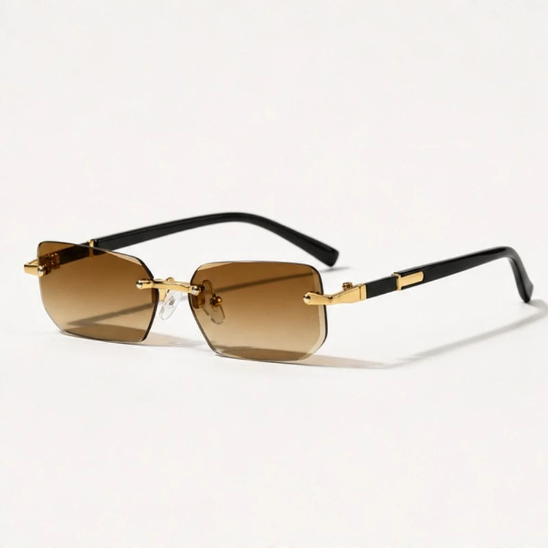 Marin Rimless Rectangular Shades - Cognac - Sunglasses - Eric Muller - Image 1