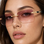Marin Rimless Rectangular Shades - Rose - rimless sunglasses - Eric Muller - Image 3