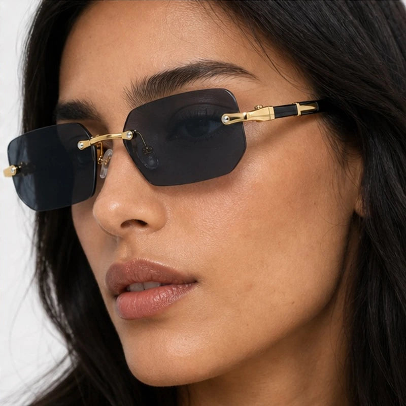 Marin Rimless Rectangular Shades - Onyx - rimless sunglasses - Eric Muller - Image 3