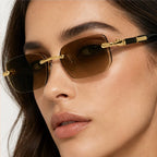 Marin Rimless Rectangular Shades - Cognac - rimless sunglasses - Eric Muller - Image 3