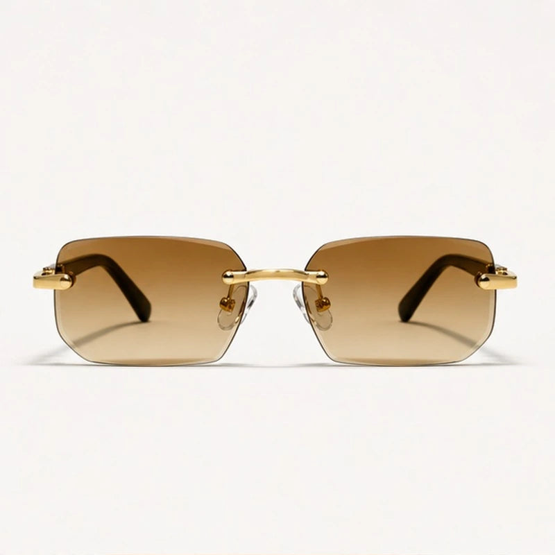 Marin Rimless Rectangular Shades - Cognac - sunglasses - Eric Muller - Image 2