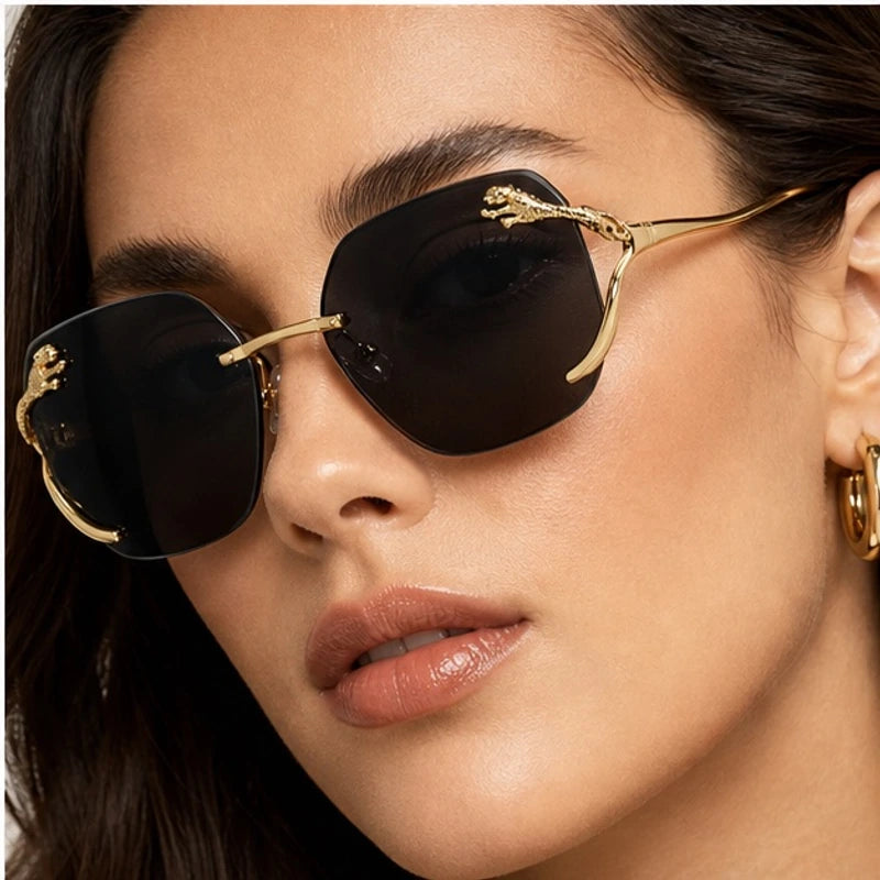 Marisa Panther Rimless Shades - Onyx - rimless sunglasses - Eric Muller - Image 3