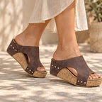 Marzia Women's Studded Wedge Sandals - Coffee - women's footwear - Eric Muller - Image 4