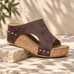 Marzia Women's Studded Wedge Sandals - Coffee - Women's Footwear > Sandals > Wedge Sandals - Eric Muller - Image 1