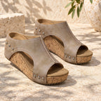 Marzia Women's Studded Wedge Sandals - Khaki - Women's Footwear > Sandals > Wedge Sandals - Eric Muller - Image 2